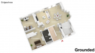 Grundriss Erdgeschoss 3D - Freistehendes Einfamilienhaus mit Doppelgarage und Garten