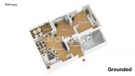 Seniorengerechtes Wohnen in heller 2-Zimmer-Wohnung mit Balkon in Fürth - Grundriss 3D