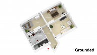 3D Grundriss - Zentrale und vermietete 3-Zimmer-Wohnung in Fürth