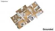 Grundriss Erdgeschoss 3D - Geräumiges, voll unterkellertes Einfamilienhaus mit Garten und Terrassen in Baiersdorf